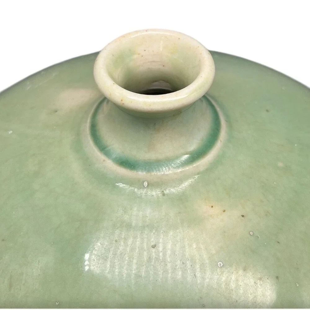 Osage Pottery‎ Signed Morgan Celadon Green Crackle Glaze Studio Pottery Vase